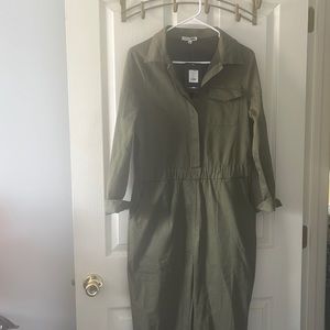 Fashion Nova Aviator Babe Jumpsuit-Olive size L